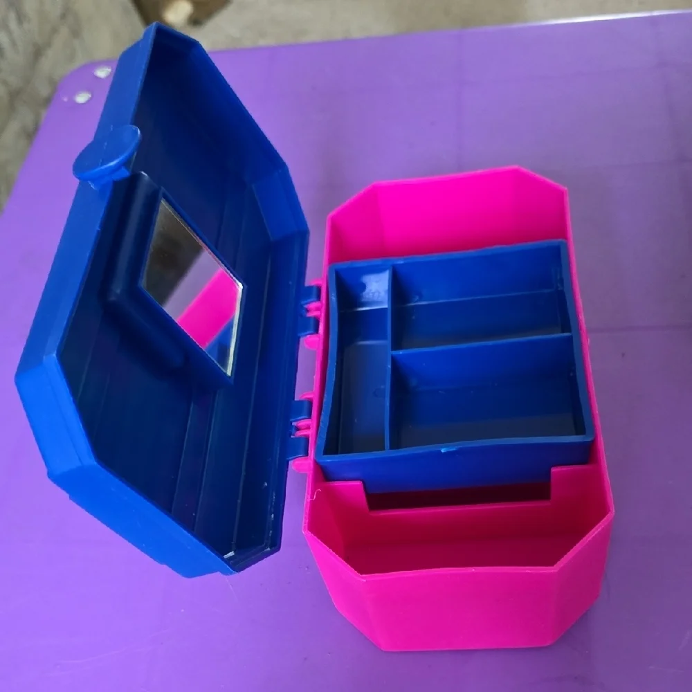 Pink and Blue Jewelry Box with Mirror